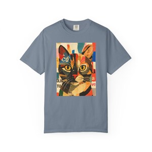 Cat Portrait T-Shirt: Vibrant Garment-Dyed Cotton Tee, Art Lover Gift image 8