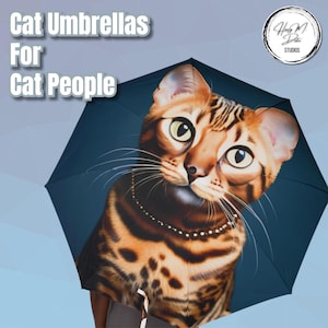 Bengal Cat Umbrella - Exotic Cat Design | Gift for Bengal Lovers | Leopard Print Look | Stylish Rain Gear for Cat People | HMD Studios