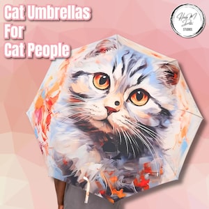 British Shorthair Cat Umbrella: Expressionist Art, Waterproof & Wind Resistant