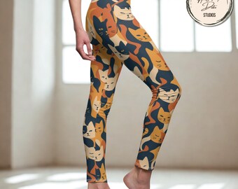 Cat Pattern Leggings: Women's Activewear, Comfortable Yoga Pants