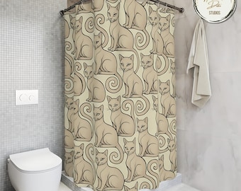 Elegant Cat Shower Curtain: Whimsical Feline Bathroom Decor