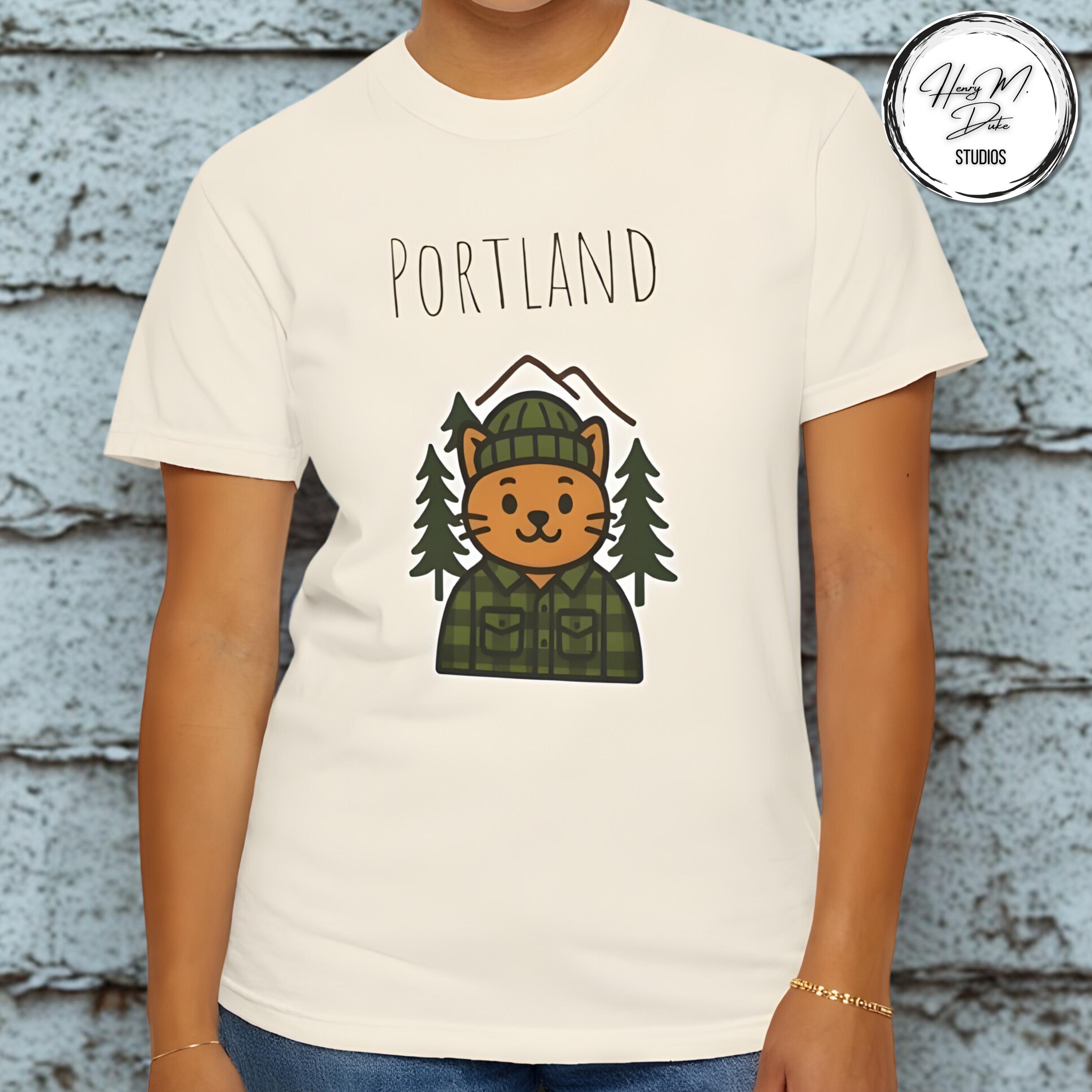 Portland Cat T-shirt: Evergreen PNW Graphic Tee - Etsy