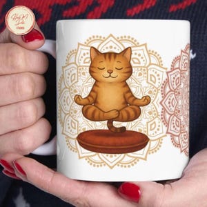 Tazza da caffè Zen Cat: Gatto che medita yoga - Regalo consapevole