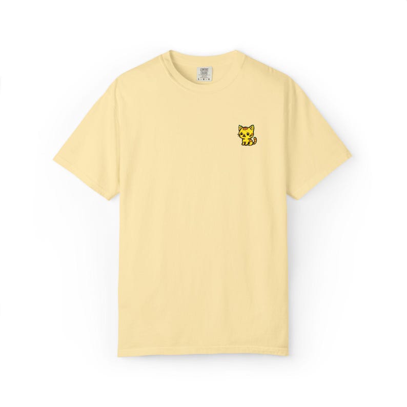 Embroidered Pocket Cat T-Shirt: Unisex Cotton Graphic Tee image 3