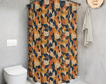 Playful Cats Shower Curtain - Whimsical Feline Bathroom Decor