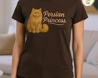 Persian Cat T-Shirt: Elegant Gold Feline Design - HMD Studios