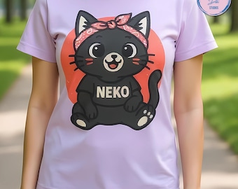 Kawaii Black Cat T-Shirt: NEKO Japanese Graphic Tee