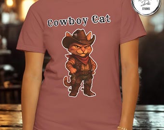 Cowboy Cat T-Shirt: Funny Western Graphic Tee for Cat Lovers