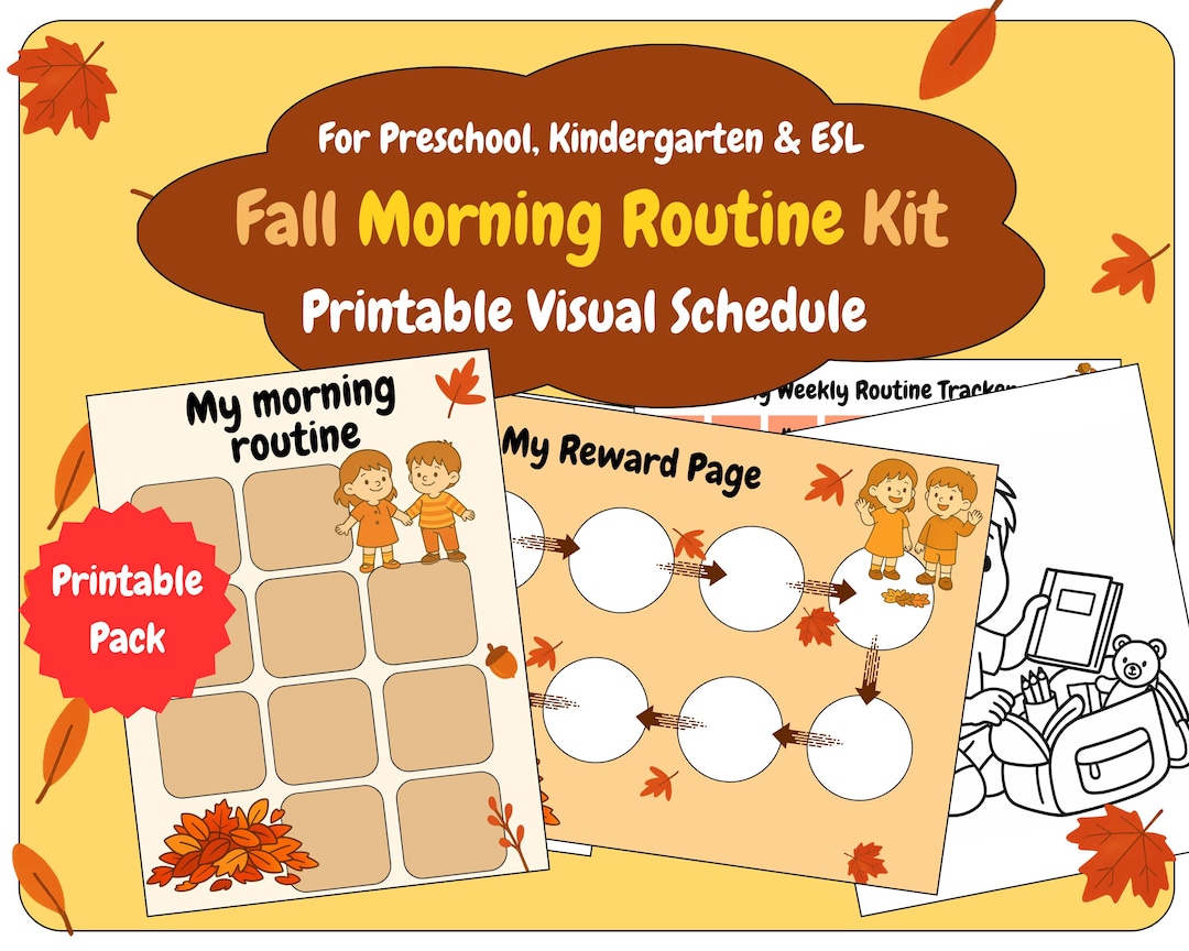 Fall Morning Routine Checklist Fall Morning Routine Chart: Visual Chore Cards, Tracker, Stickers ...