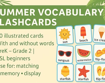 Let’s Summer! ESL Activities for Kids – Flashcards, Bingo, Memory Game & Coloring Book | Printable PDF