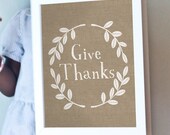 Give Thanks print with burlap background