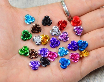 50 x 6mm Turquoise Blue Aluminium Rose Spacer Beads