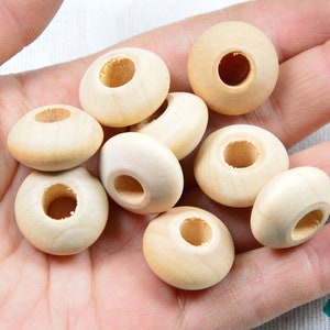 20 pcs Unfinished curved large hole wooden beads, wood abacus, Jewelry beads 20mm
