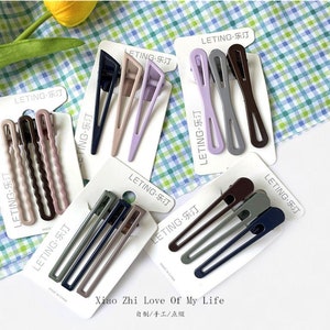 3 pcs/card Assorted color large alligator hair clips, Square/waterdrop/Tip head/wave/8 shape/bowknot Metal clips, Jewelry hair clips