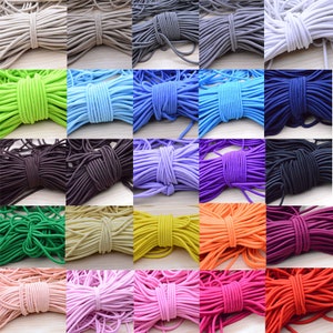 5 yds Round Elastic Cord, 4mm Stretch Drawstring, stretch cord, Elastic Rope Craft DIY, Nylon wrapped Rubber