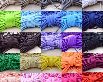 5 yds Round Elastic Cord, 4mm Stretch Drawstring, stretch cord, Elastic Rope Craft DIY, Nylon wrapped Rubber