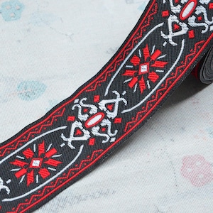 5cm Floral Jacquard trim, Geometric flower Jacquard ribbon Embroidered woven tape craft ribbon sewing trim
