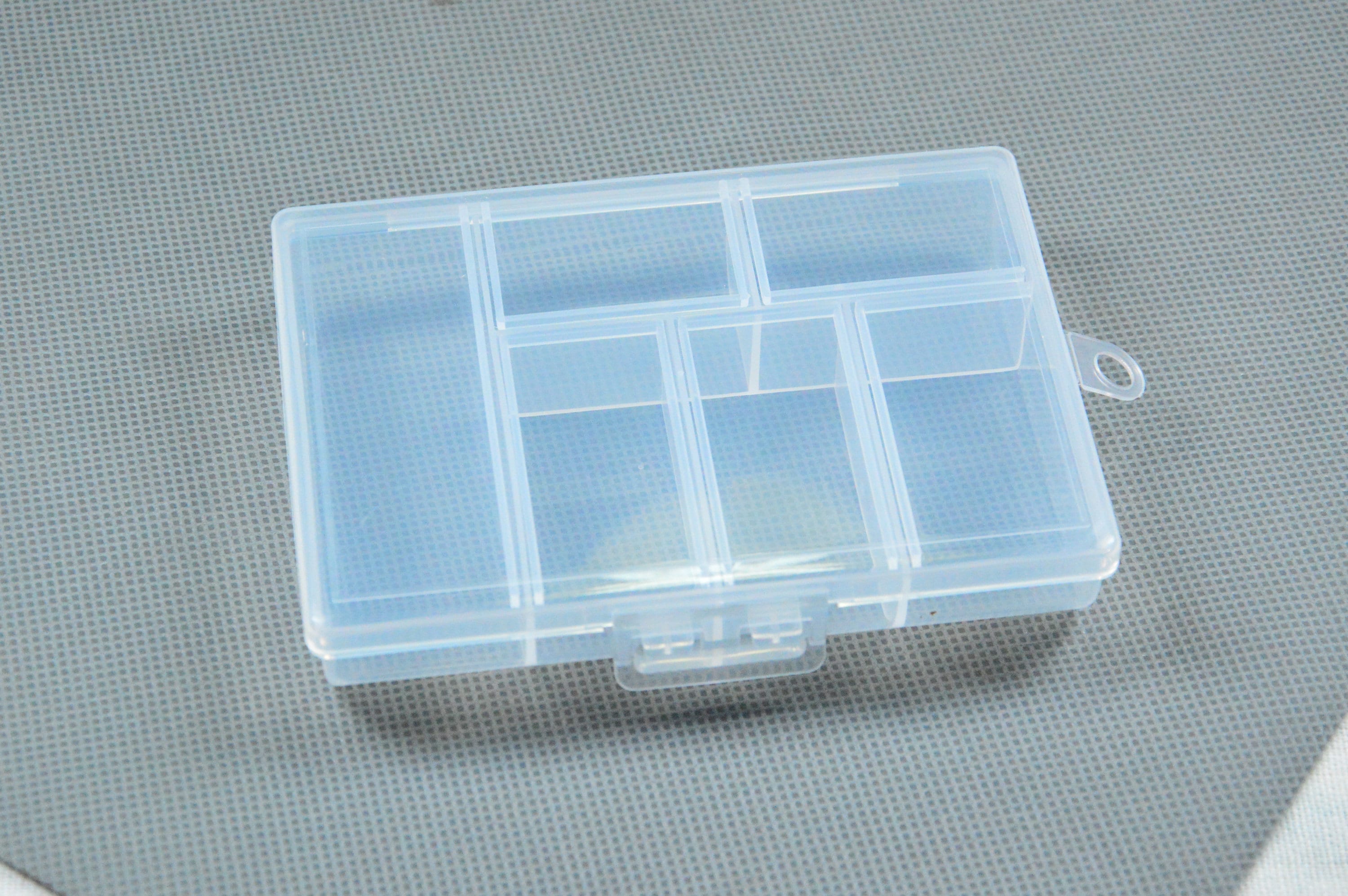 Clear Plastic Box With Unmovable 6 Grids, Rectangular Plastic Box