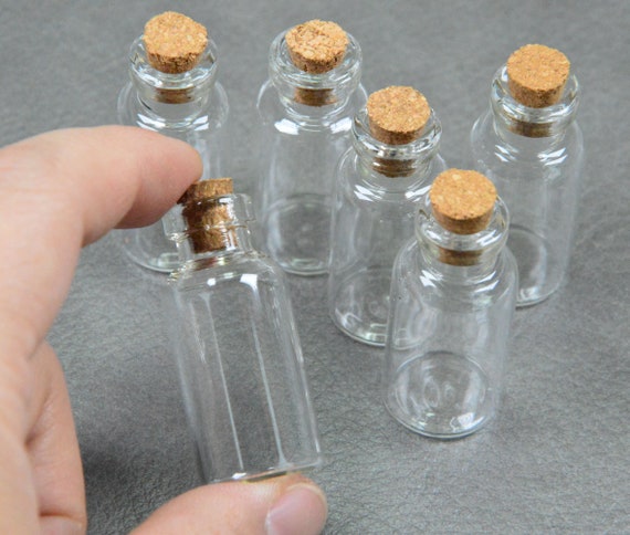50 Uds pequeñas botellas de vidrio, botella de vidrio transparente con  corcho 45x16mm, viales de vidrio -  México
