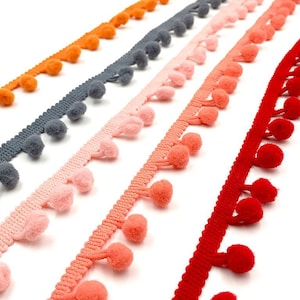 1 yd/5 yds/10 yds 1cm Pom Pom trim, PomPom ball fringe ribbon trim, Pom Pom ball border sewing tape accessories, 35 colors choose your color