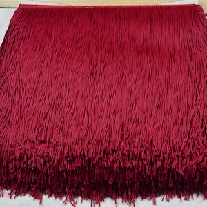 8&#39;&#39;(20cm) wide 100% Silky Rayon Chainette Fringe trim, Wine, sell by the yard