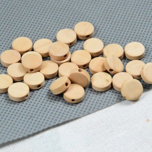 20pcs x 10mm Unfinished wooden discs, Mini wood coin, flat round wooden beads, Unpainted wood supply