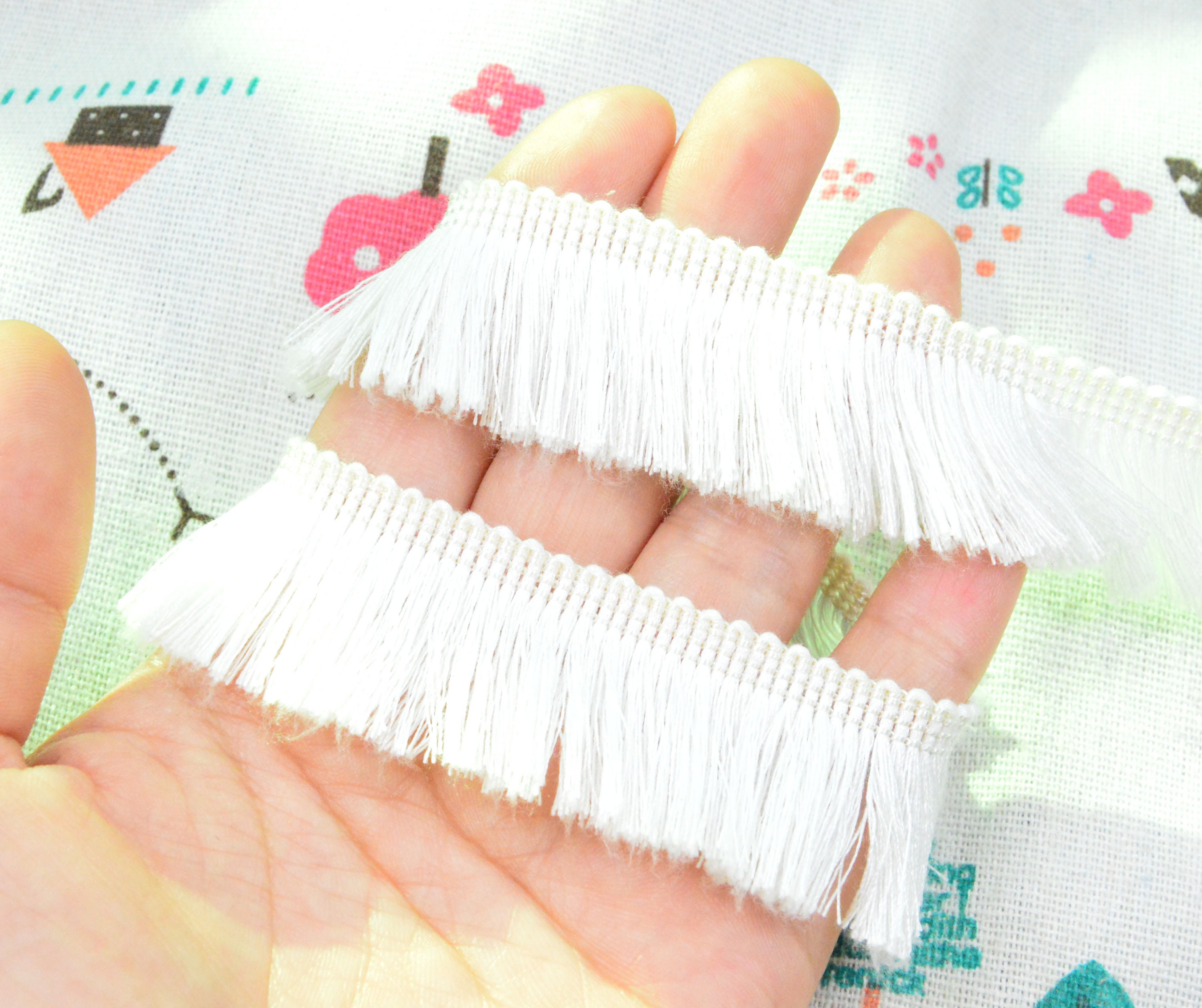 10ft White Cotton Brush Fringe Trim 1'' Wide Tassel Etsy UK