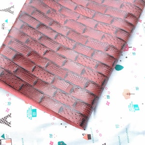 Rectangular grain Red leather, Crocodile embossed genuine leather, cowhide