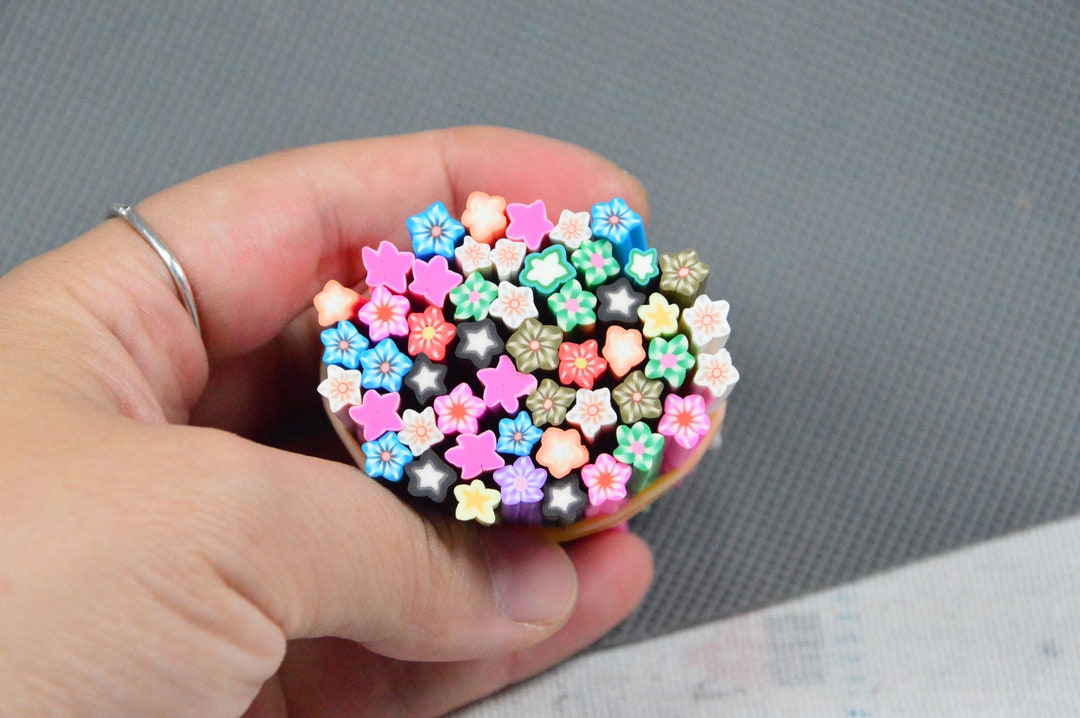 20pcs/50pcs X 50mm Polymer Clay Cane Sticks, Assorted Flower Theme