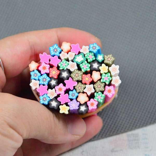 20pcs/50pcs x 50mm Polymer Clay cane sticks, Assorted flower Theme Polymer clay sticks for Nail Art decoration