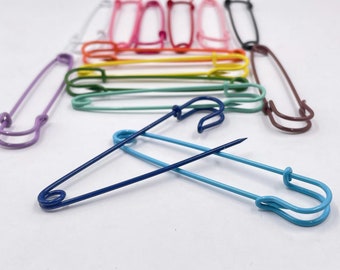 10 pcs/30 pcs Enamel Metal safety pin, large brooch pin for jewelry making 60mm, choose your color