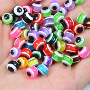 100 assorted color plastic round eye ball beads 8mm