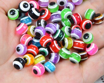 100pcs Assorted Color Plastic Eye Beads Evil Eye Beads Round