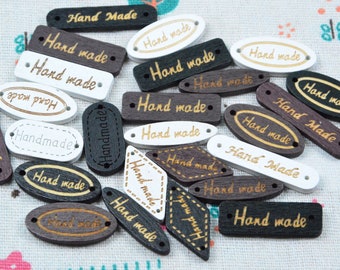 20 pcs/50 pcs wooden tags, assorted HAND MADE wood tags, Knitting handmade label sewing labels