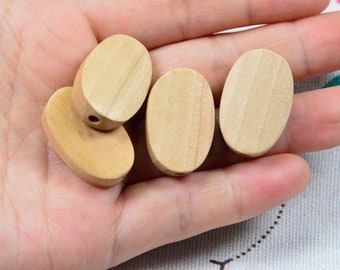 20 Stück unfertige ovale Holzperlen, covex ovale Schmuckperlen für Holzkunst 17x27mm