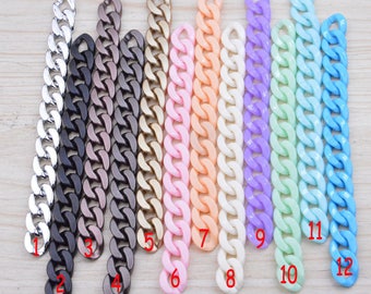 50pcs plastic chain links, Assorted color small plastic links, Jewelry open chain link, Twist links, flat oval links 13x18mm