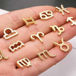 1 pełny zestaw-12 sztuk zawieszek zodiakalnych, astrologiczne znaki zodiaku, symbole zodiaku, zawieszka horoskopowa, bransoletka z biżuterią, złote rękodzieło