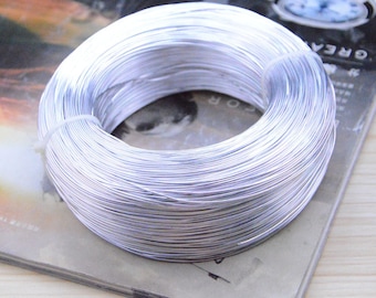 Fil d'aluminium argenté de 10 m, calibre 20 (0,8 mm) fil de cordon en aluminium anodisé, artisanat artisanal en fil artistique