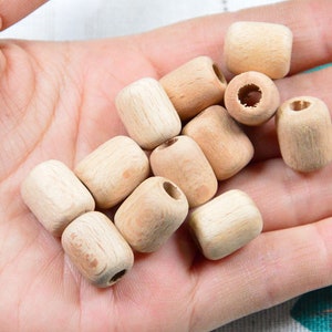 20 pcs unfinished beech wood tube beads, column shape wooden beads 12x15mm