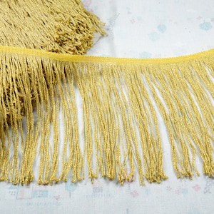 20cm Wide Gold metallic fringe trim, gold tassel fringe border sewing trim for Dance Performance Costumes