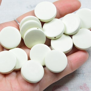 20mm Cream Wooden discs, Flat round wooden beads, Cream wood disc charm wood coin