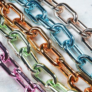 50cm/70cm/90cm/100cm/120cm Eslabón ovalado metálico Cadena acrílica, Cadena de plástico de eslabón abierto, Cadena de bolso, cadena de pulsera de collar