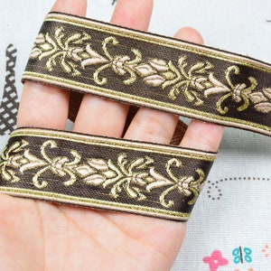 3.3ft flower Jacquard ribbon trim Geometric Woven trim Embroidered border Jacquard trim Sewing trim 1.1&#39;&#39; wide