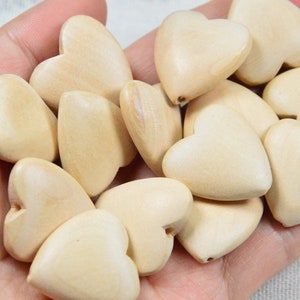 20pcs unfinished wooden hearts, heart shape wooden beads, wooden charms for DIY painting supply 24x25mm