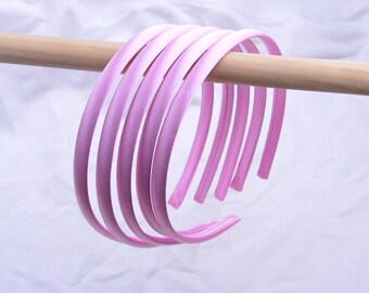 10pcs x 10mm satin headbands, Wild Rose satin covered plastic headbands, plastic hair bands