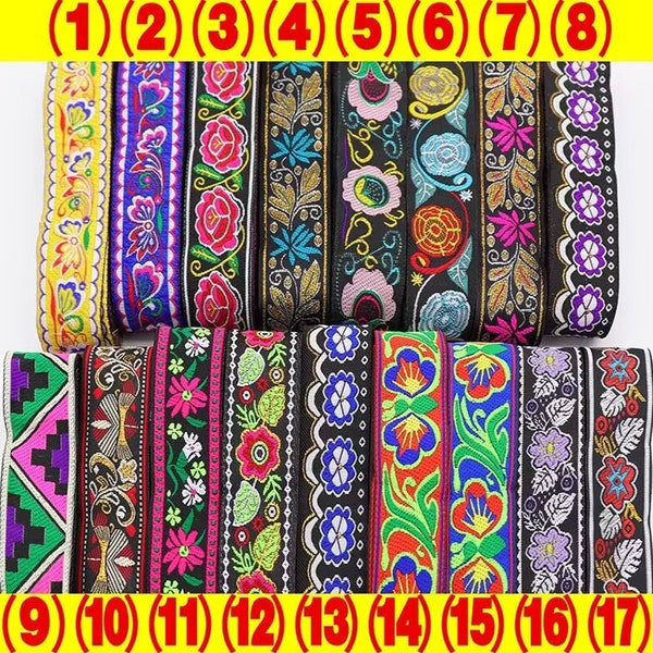 3.3cm wide Assorted Jacquard ribbon, flower embroidered ribbon woven tape sewing craft ribbon trim, sell by the yard, choose you like