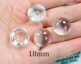 20 cabochons demi-ronds en verre transparent, couvercles en verre transparent bombés 18 mm