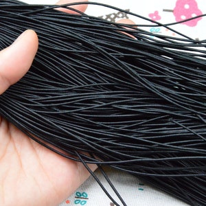 25 yds black elastic thread beaded string, 1.0mm skinny round elastic cord for handmade supply