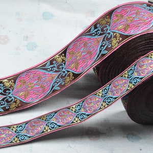3cm/6cm wide Floral Jacquard trim, Geometric flower Jacquard ribbon Embroidered fabric woven border sewing trim