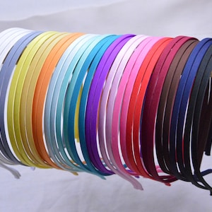 10 pcs satin headbands, Metal headband, Plain headband, Hair hoop, satin covered metal headband, silk covered headband, hard headband 5mm image 4